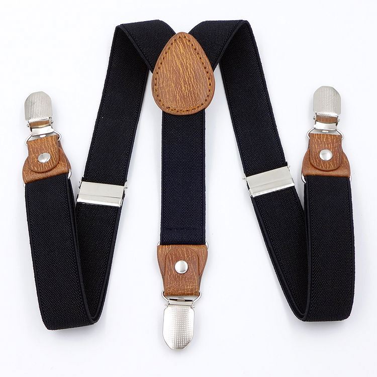 Unisex Children Suspenders 3 Clips 2.5cm wide Clip Straps Adjustable Elastic Back Braces Suspenders