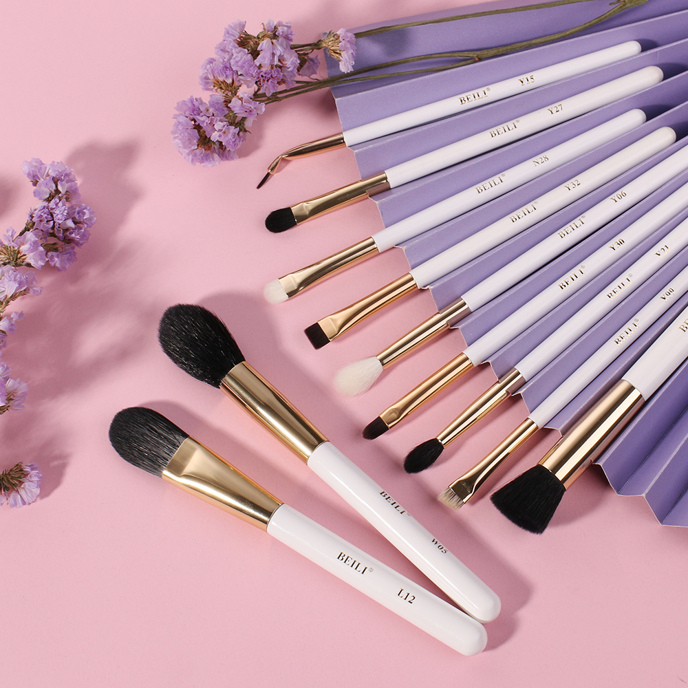 BEILI 11Pcs Luxury quality Makeup Brush Kits Vegan Synthetic Goat Badger Hair Private Label kit de brochas para maquillaje