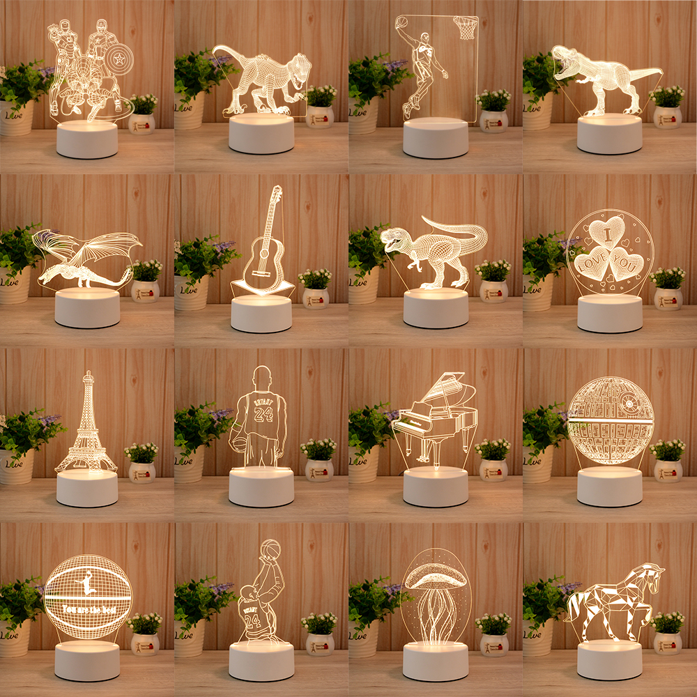 Creative bedroom LED small night light 3D cartoon kids USB bedside lamp table lamp holiday gift