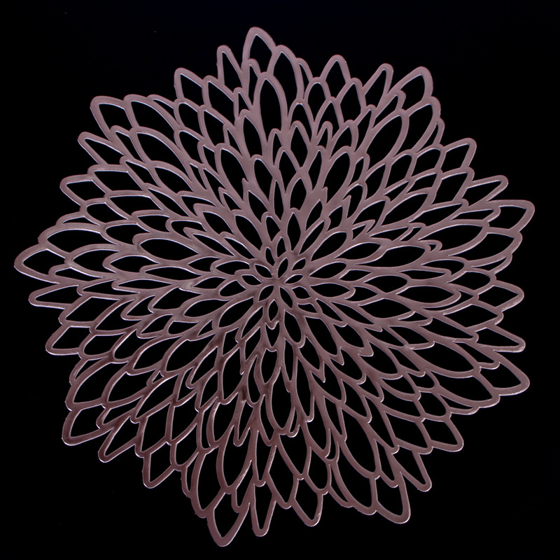PVC Decorative Hollow Cup Bowl Mat Placemats Gold and Silver Waterproof PVC Placemats for Dining Table