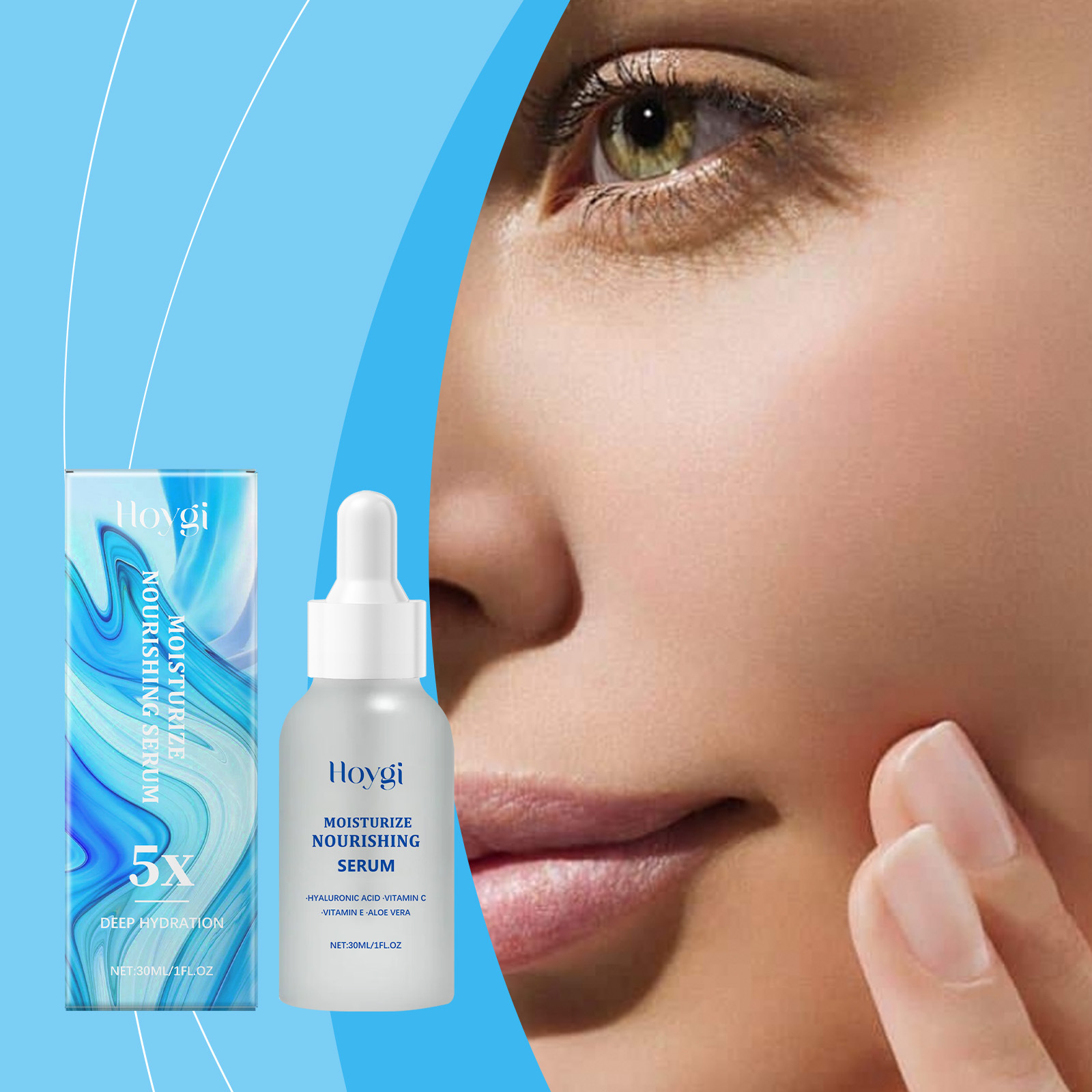 Hoygi Skin Care Serum Nourishing Hyaluronic Acid & Vitamin C Anti-Wrinkle Liquid for Face Body Moisturization Whitening Feature