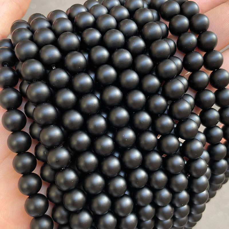 Wholesale 4mm 6mm 8mm 10mm 12mm Dull Polish Agate Onyx Matte Black Glass Beads for Jewelry Making DIY Bracelet