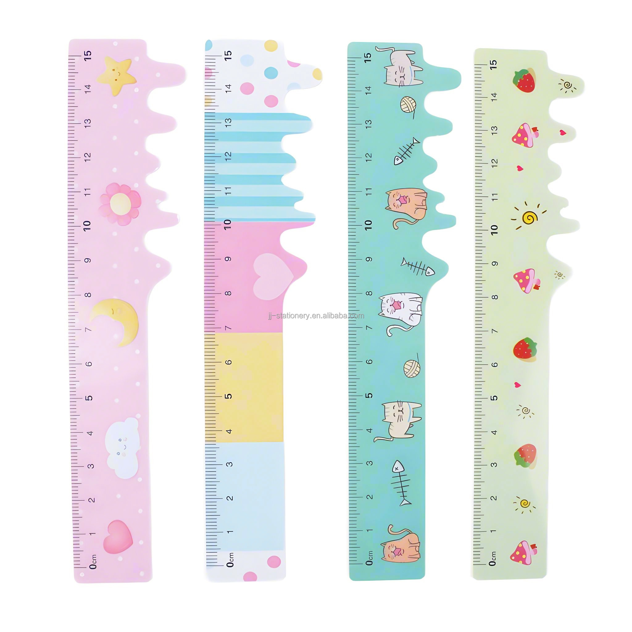 Custom Kawaii Stationery Maths Set Ruler for Student School Accessories Kids Stationery Drawing PVC Flexible Ruler