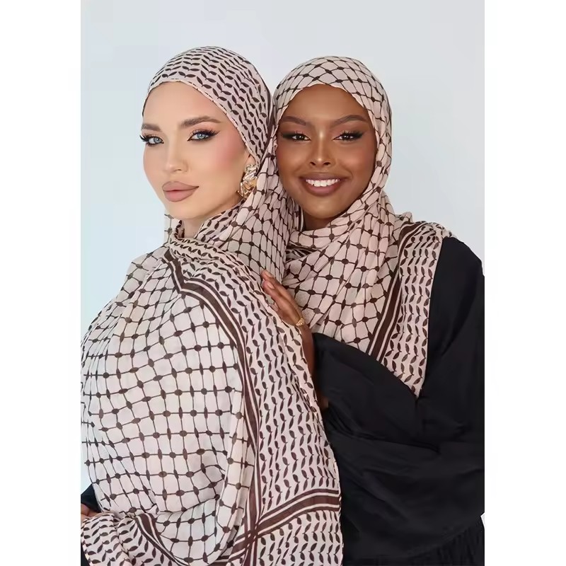 Hot Selling Printed Kuffiyeh Hijab Breathable Plain Lightweight Woven Modal Scarf Palestine Keffiyeh Muslim Women Ethnic Shawls
