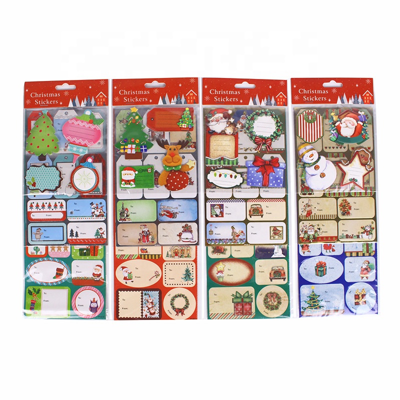 Custom Decoration Tag Name Sticker Dollarama Retro Wood Bamboo "welcom" Christmas Themed Gift Tags