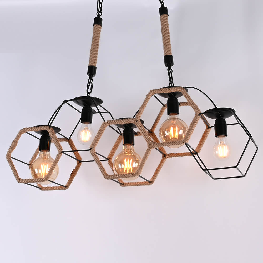 Golden Chandelier Lights and Lighting Home Retro Design Hanging Iron Pendant Lamparas Big Rope Chandelier Luxury