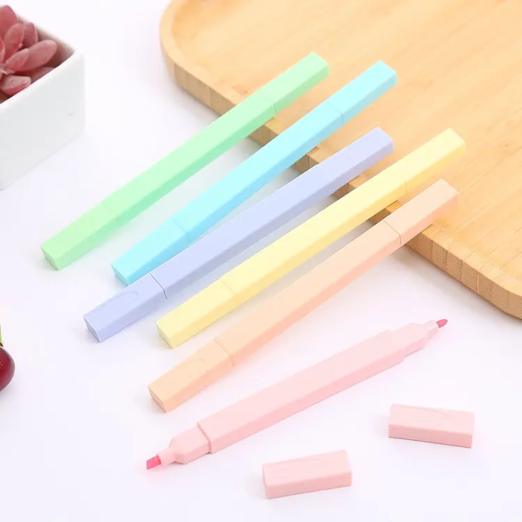 6 colors eye protection double-headed highlighter student marker pen hand account pen