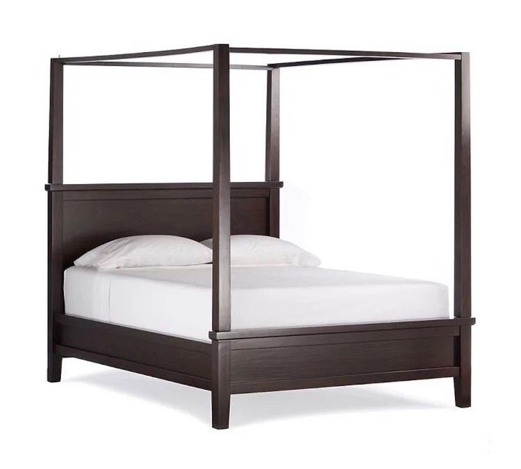 Bed classic style luxury durable canopy bedding with curtains solid wood 4 poster canopy bed