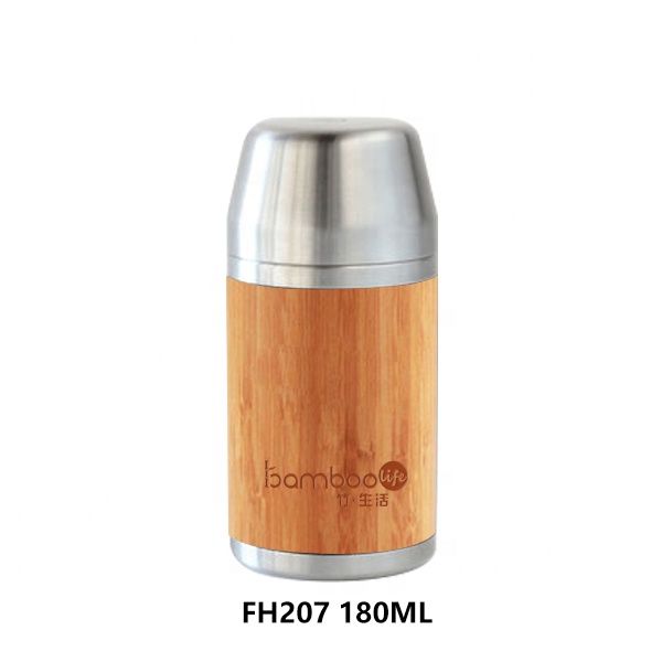 FH207 180ML/6OZ элегантных бамбуковых плоская фляжка со скорлупой из нержавеющей стали заканчивается виски фляга