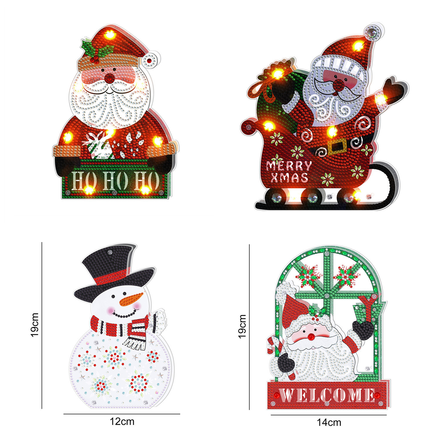 Diamond Painting Christmas Desktop Night Light Ornaments Kits,Lighted Diamond Art Acrylic Paint by Numbers Desktop for Christmas
