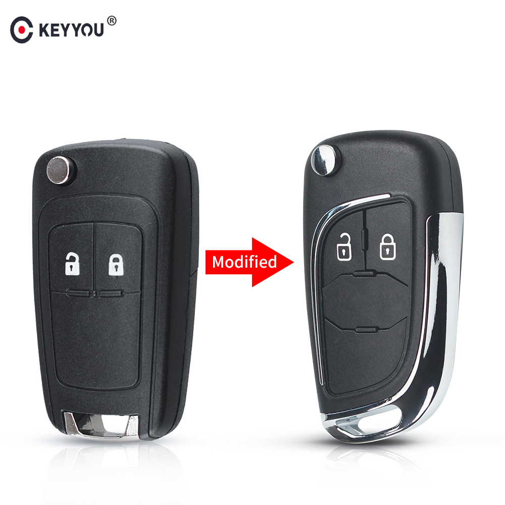 Модифицированный откидной автомобильный ключ KEYYOU, корпус дистанционного управления для Chevrolet Cruze, Epica, Lova, Camaro, Impala, 2 кнопки, лезвие HU100