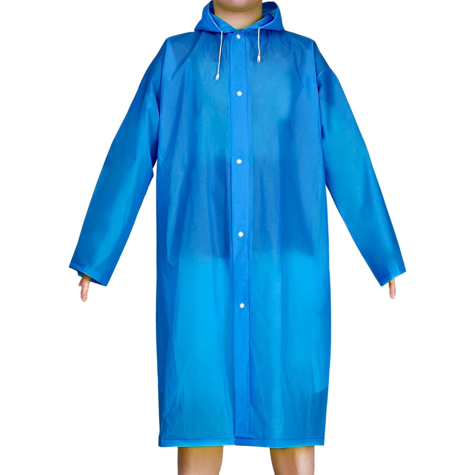 EVA Raincoat Unisex Reusable Rain Coat Jacket Drawstrings Adult Hooded Poncho