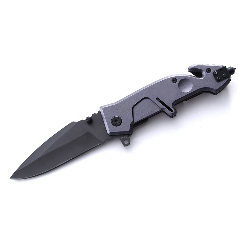 gray titanium Hunting Knife gray aluminum handle with Tailhook folding_knife