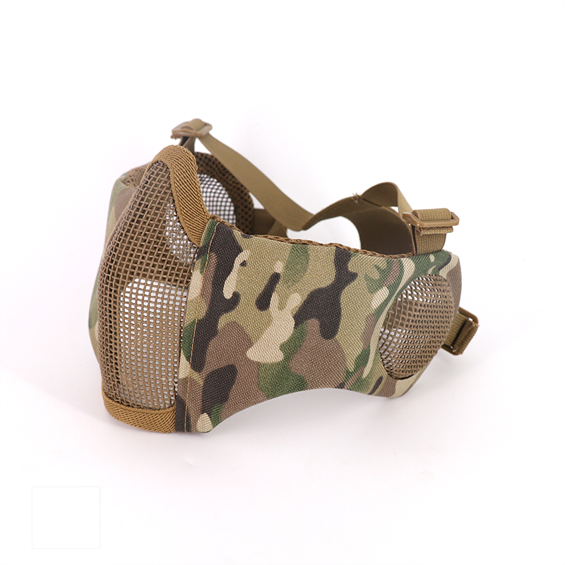 MultiCamo Tactical Airsoft Paintball Mask Mesh Half Face Paintball Face Mask with Ear Protection