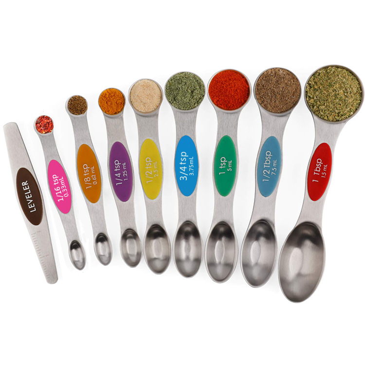 double heads 9-pc set colorful bakeware stainless steel measuring spoon set