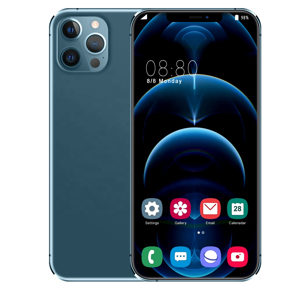 New Hot-sale i12pro Max Android Smartphone 8GB+256GB 3G 4G 5G Wholesale Mobile Phone With Big Screen GPS+Wifi+Bluetooth