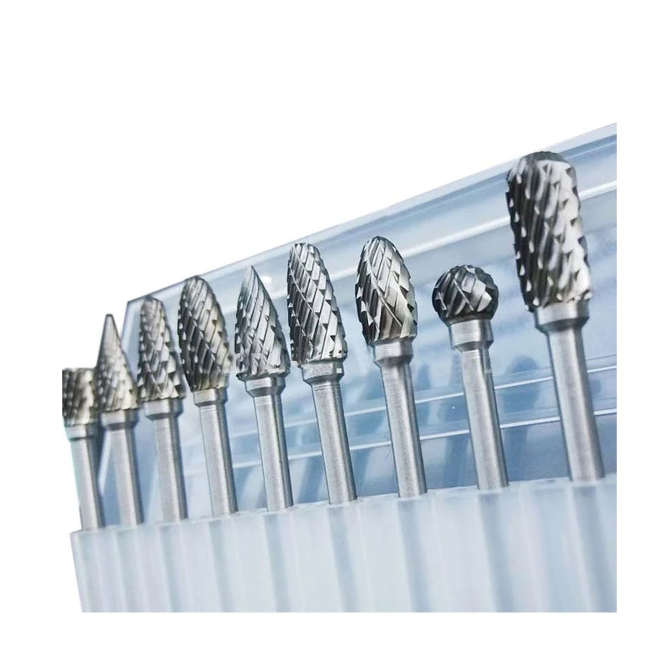 New 10pc 1/8" Shank Tungsten Carbide Milling Cutter Rotary Tool Burr Double Diamond Cut Rotary Dremel Tools Electric Grindin