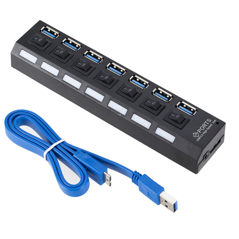 Концентратор 3,0, 4/7 портов, микро-USB 3,0, концентратор, разветвитель с адаптером питания, USB-разветвитель, 5 Гбит/с, USB-разветвитель