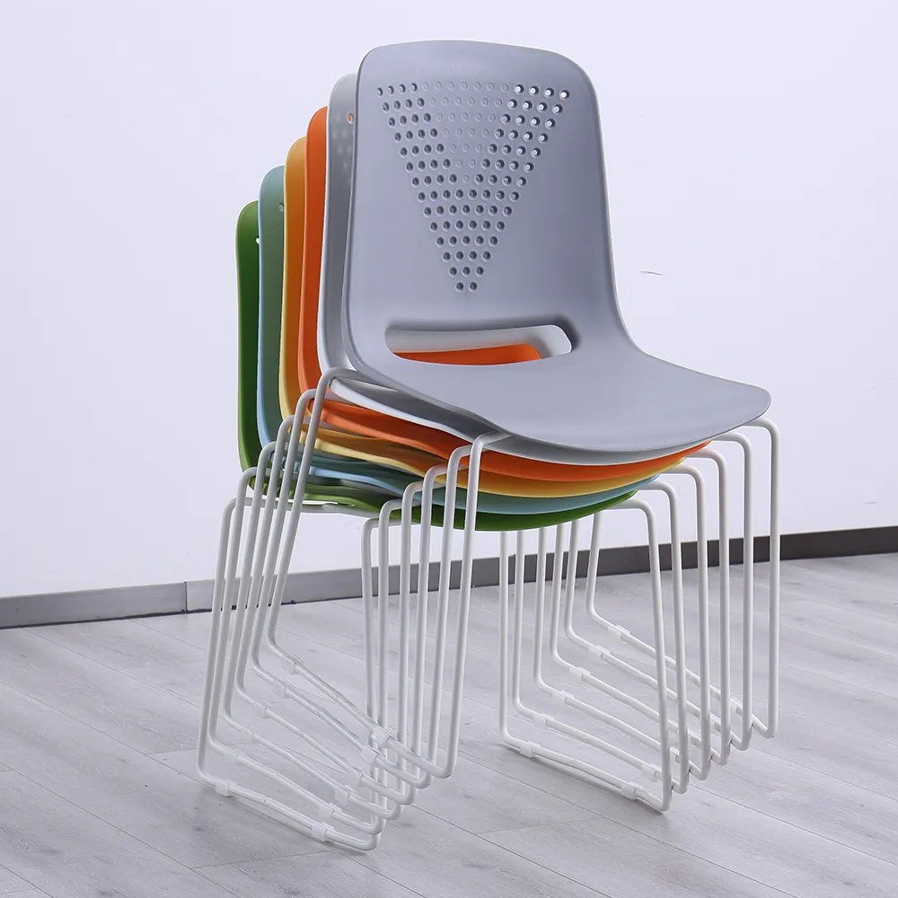 Wholesale pp stacking chair office meeting plastic stackable chairs conference room training plastic chair