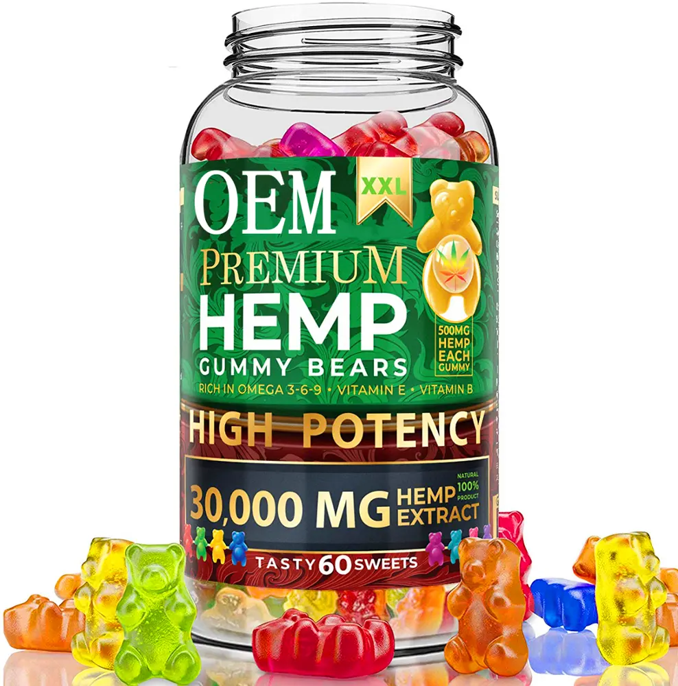 Private Label For Pain Anxiety Stress Promotes Sleep Hemp Gummies with Hemp Oil