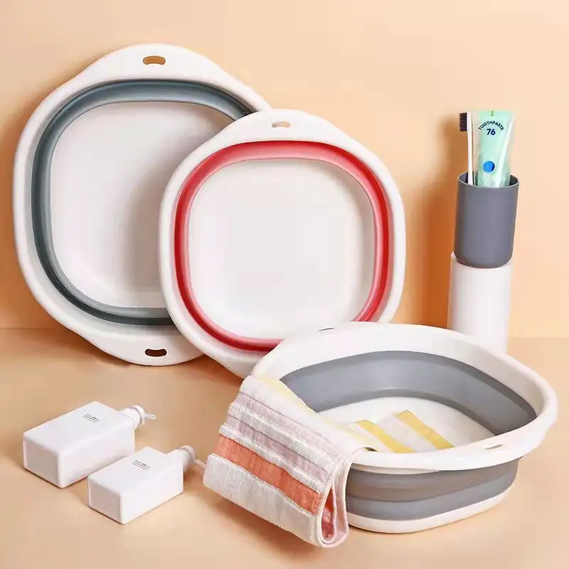 Wholesale Plastic Travel Portable Folding Basin Household Multi-purpose Washbasin Can Hang Kitchen Dish Collapsible Wash Basin