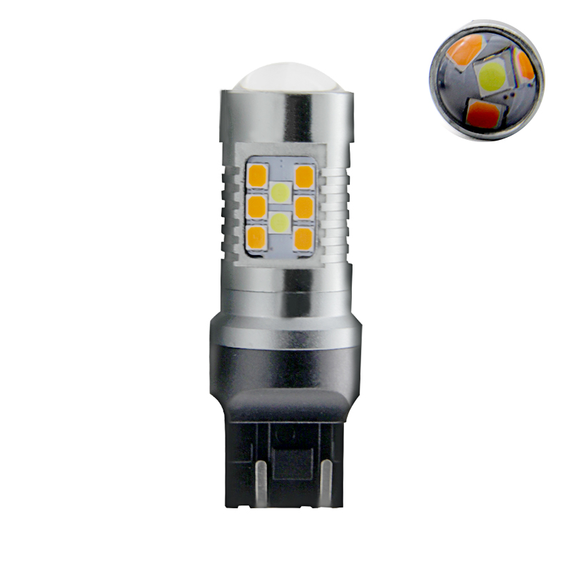 Двухцветные светодиодные лампы, янтарные/белые, S25 1157 3157 led T20 t20 led 7443, стоп-сигналы 3030 7SMD 2835 21SMD, поворотники, Автомобильные фары