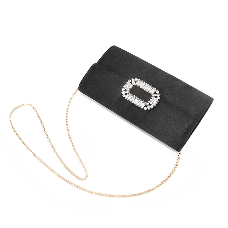 Square Button Wedding Lady Dress Hand Encrusted Diamond Single Shoulder Clutch Evening Bag