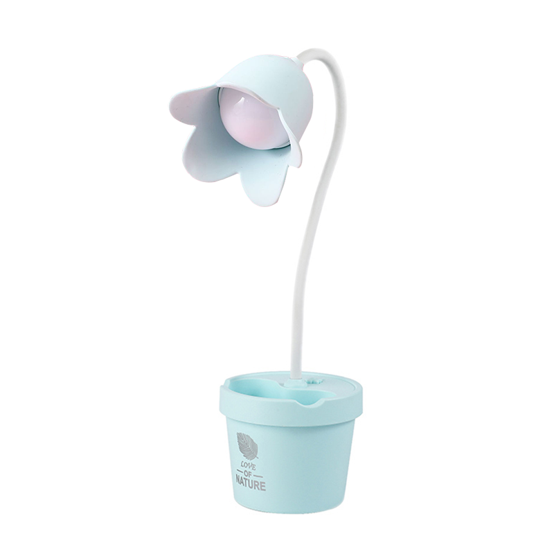 Creative Rechargeable Desk Lamp LED Eye Protection Touch Sensor Table Lamp Dimmable Bedside Lamp with Pen Holder
