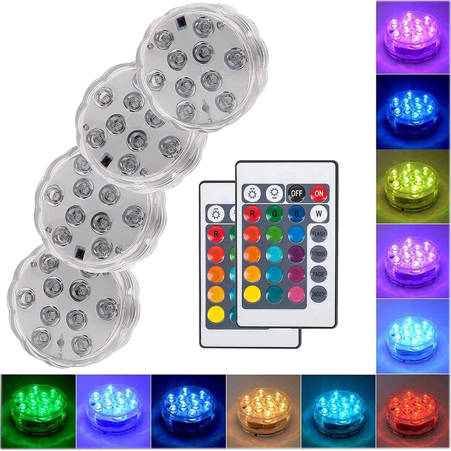IP68 Waterproof Multi Color Submersible LED Lights Underwater Night Lamp Tea Light Vase Bowl Party Wedding Christmas Decoration