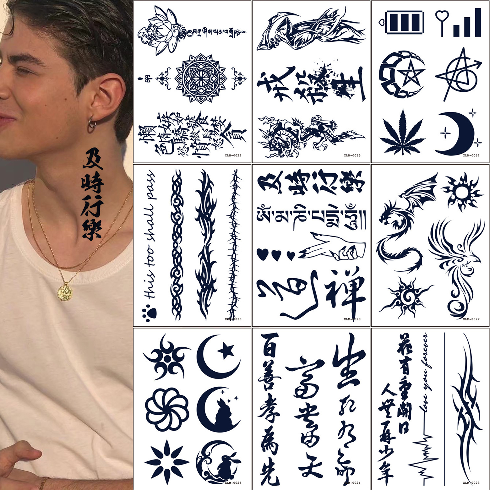 Custom Black Gardenia Arm Tattoo Sticker Waterproof Herbal Semi-Permanent Chinese Design for Men Women Made from Durable Paper