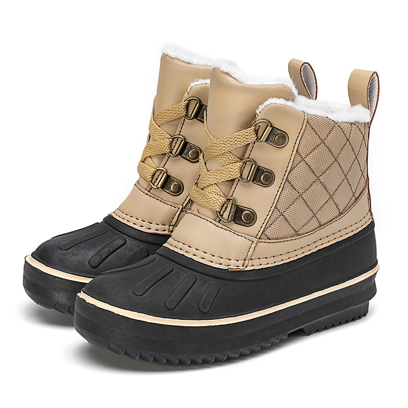 Big Kid Shoes Non-slip Pink Children Snow Boots Outdoor Waterproof Oxford Faux Fur Kids Rubber Boots Girls Winter