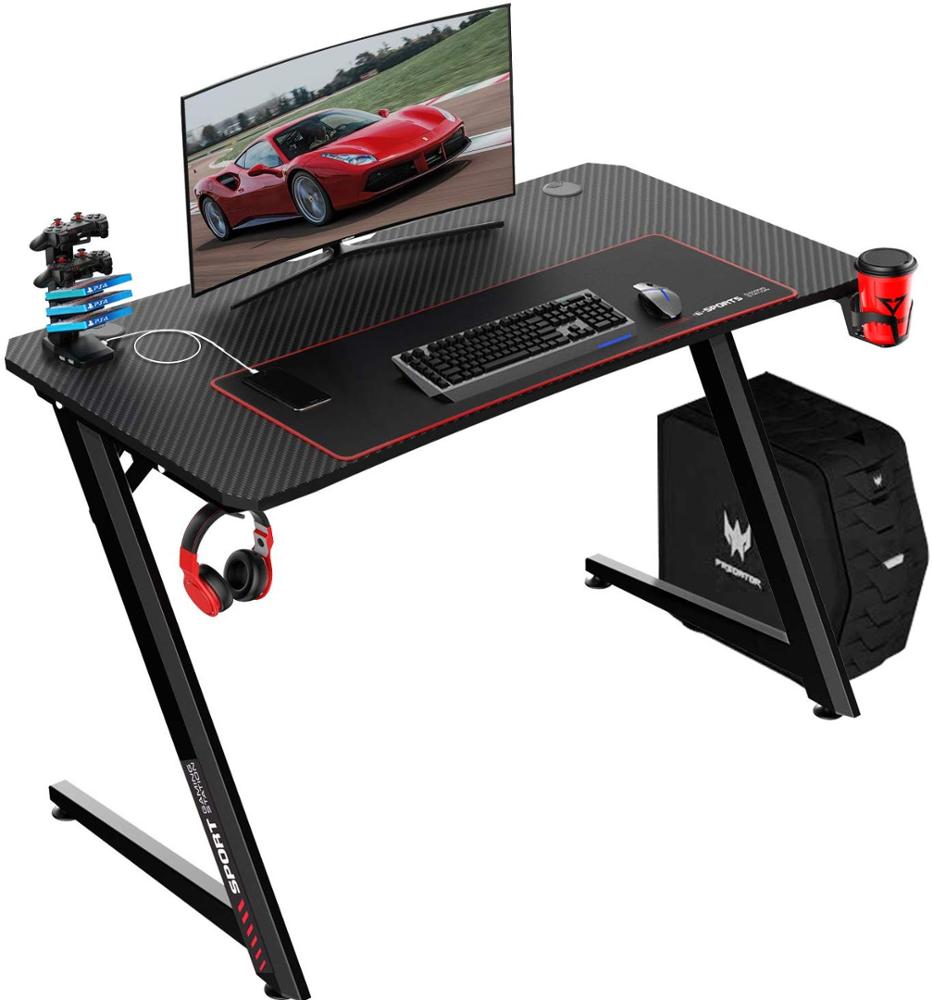 LED игровой стол, офисный ПК компьютерный стол с коврик для мыши, геймерские столы Pro с USB игровой ручкой стойки