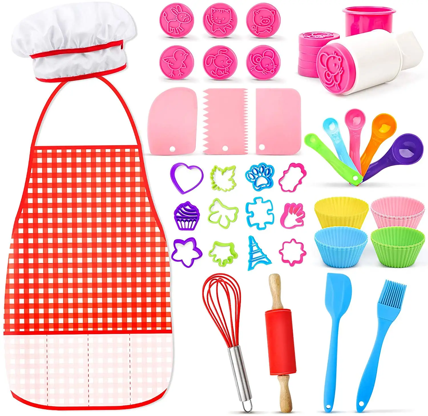 Amazon hot sales kitchen toys with Chef Hat and Apron for kids baking Sets