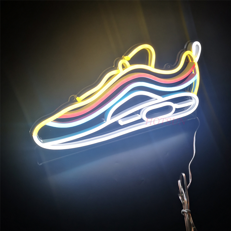 Fast Delivery DC 12V Counter Top Free Standing LED Sneaker Shoe Sign LED Acrylic Neon Sign