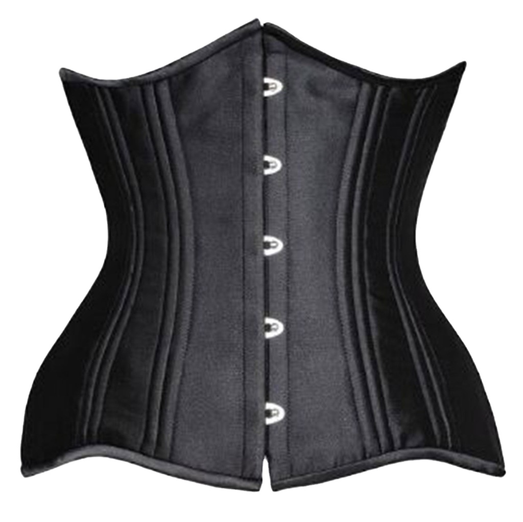 24 Steel Bones Sexy Black Gothic Satin Corset Top Steel Boned Gothic Waist Trainer Corset