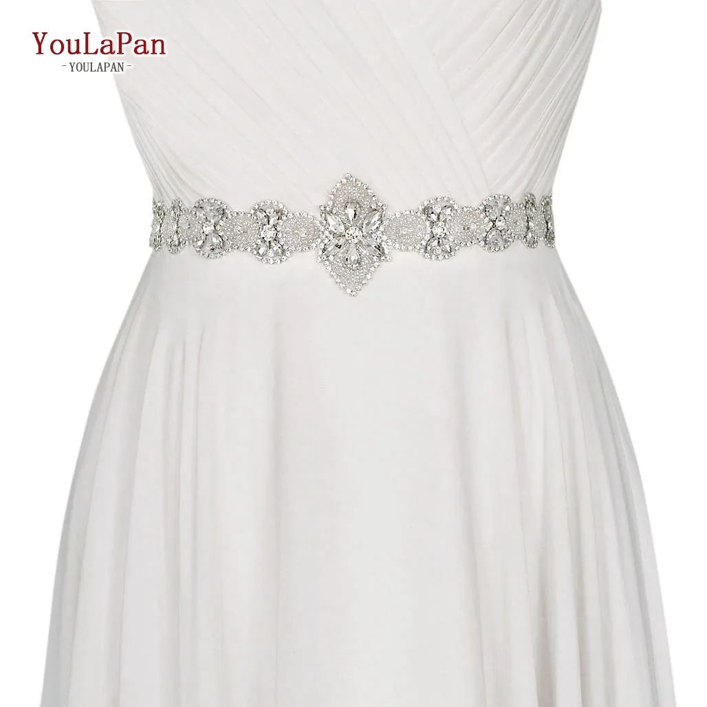 YouLaPan S411 Fancy Bridal Belt with Large Rhinestone, Exquisite Waist Belt for Wedding Dresses