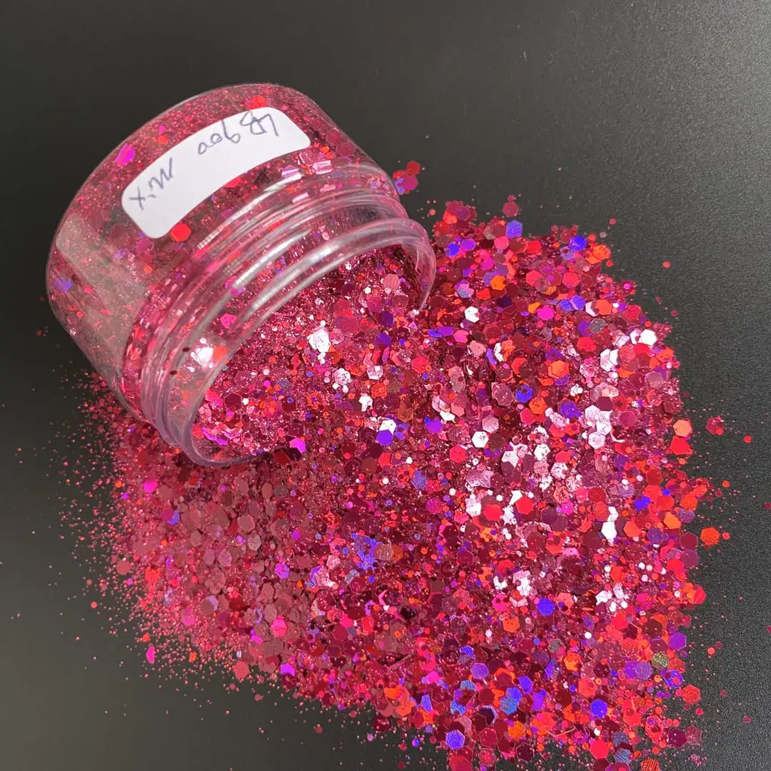 Pink chunky holographicglitter powder for resin