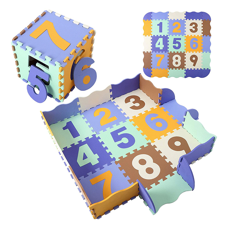 Manufacturer Production New EVA Mat Baby Activity Playmat Safe Foam Floor Number Puzzle Baby Play Mat With Fence
