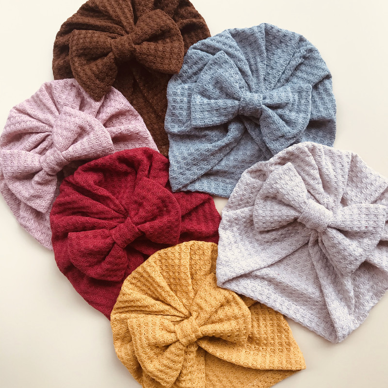 2021 New Winter Baby Hat Big Bow Butterfly Beanies India Turban Infant Toddler Newborn Cap 9 colors girl accessories