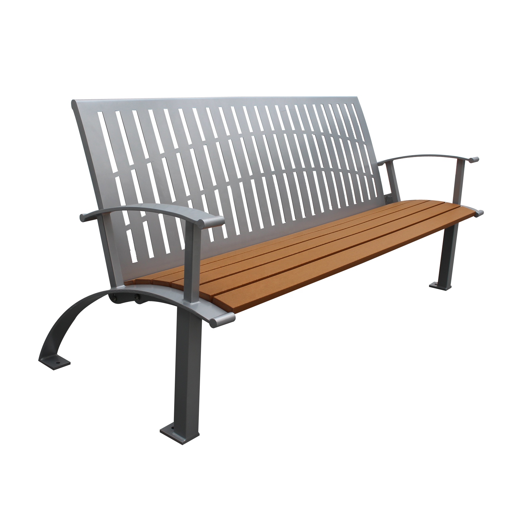 2020 New recycled plastic slats and mild steel outdoor bench seat park plastic wood patio bench seat outdoor