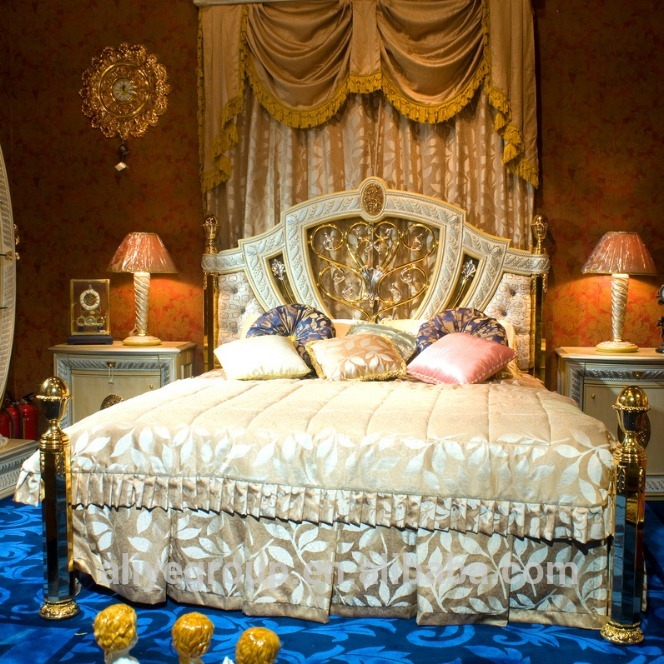 Роскошная Высококачественная резная Золотая кровать maharaja для спальни, набор мебели для фотографии
