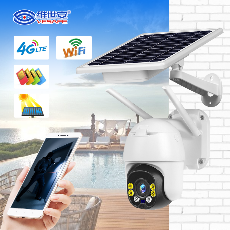 Солнечная камера VESAFE с низким энергопотреблением, 4g или Wi-Fi, камера наблюдения с Wi-Fi, охранная система