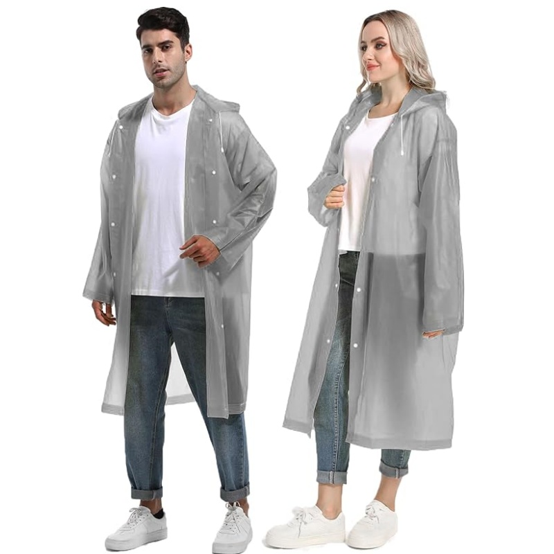 Custom Logo EVA Rain Poncho for Adults Reusable Hooded Raincoats for Men Women Survival Heavy Duty Impermeable Rain Coat Jacket
