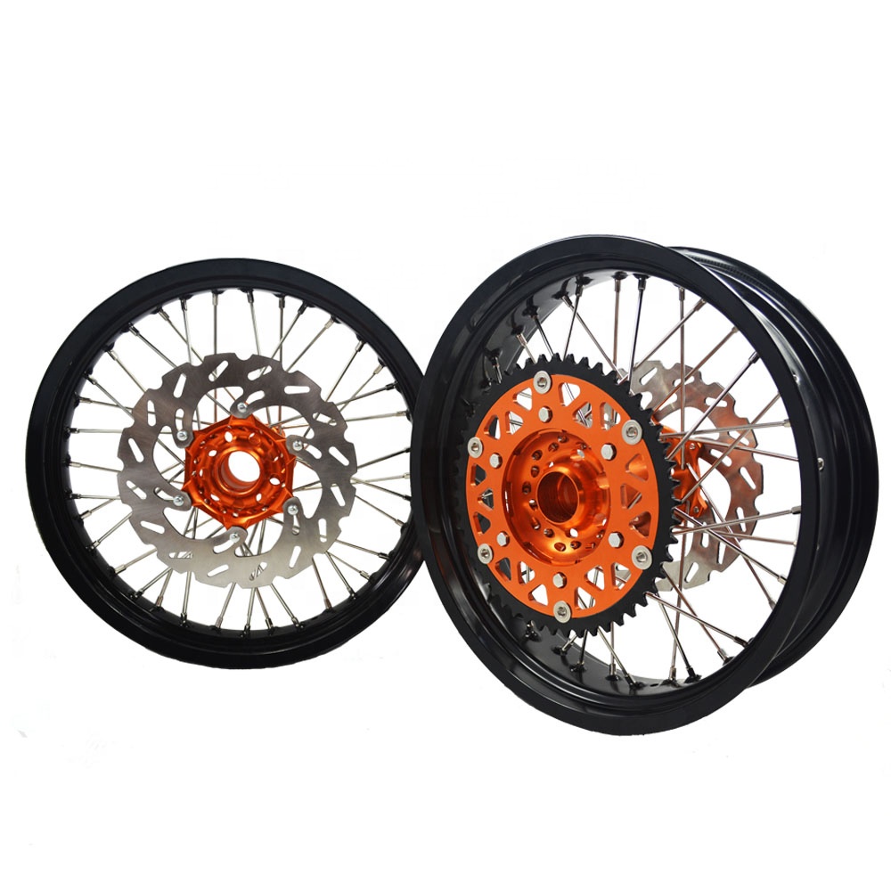 Supermoto колеса 17 дюймов алюминиевый сплав мотоциклетные колеса для EXC SXF 125 200 250 300 350 400 500 525