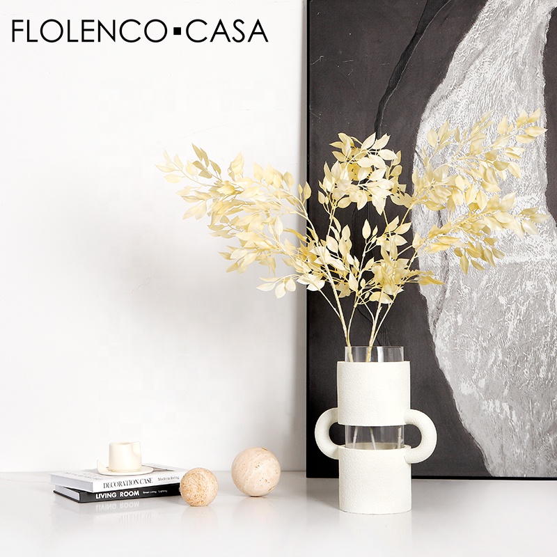 Interior Nordic White Resin Flower Vase for Home Decor Office Desktop Living room Decor Glass Vase