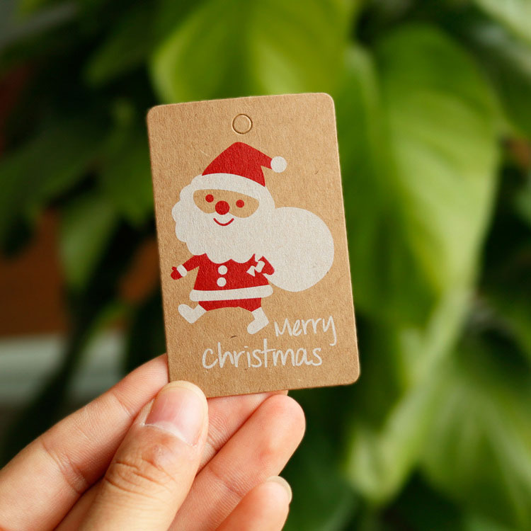 Merry Christmas Gift Kraft Paper Printing Label Plush Toy Hang Tag