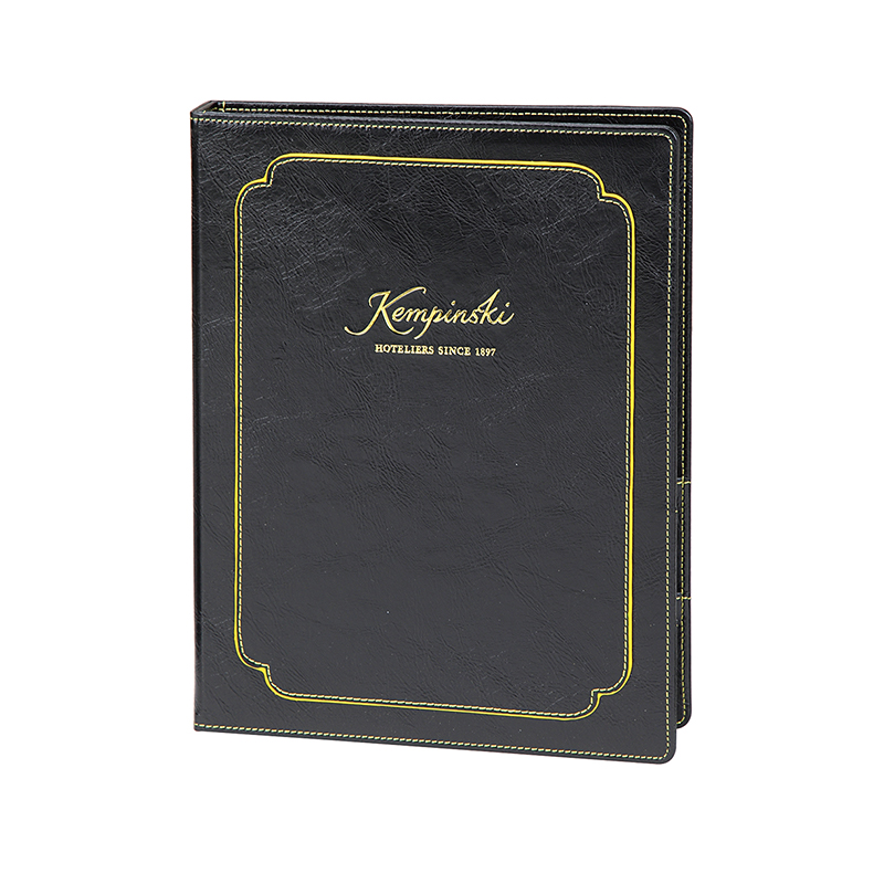 black Faux leather guest directory leatherette file folder luxury presentation folder for hotel lobby meeting Guest room