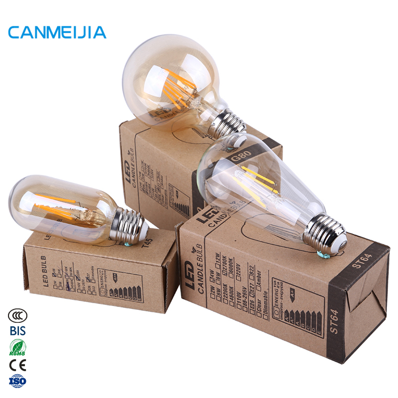 2W 4W 6W 8W E14 E27 Kit COB Light Ampoule Glass Candle Home Lighting Energy Saving Lamp Led Filament Bulb,Edison Bulb