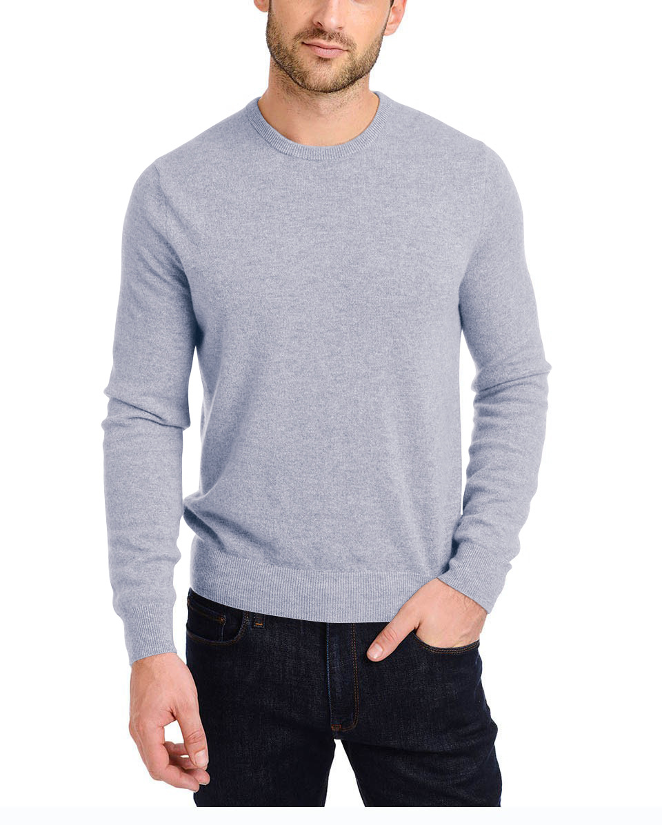 Men's Simple Sweaters Solid Color Round Neck Fine Knit Sweater