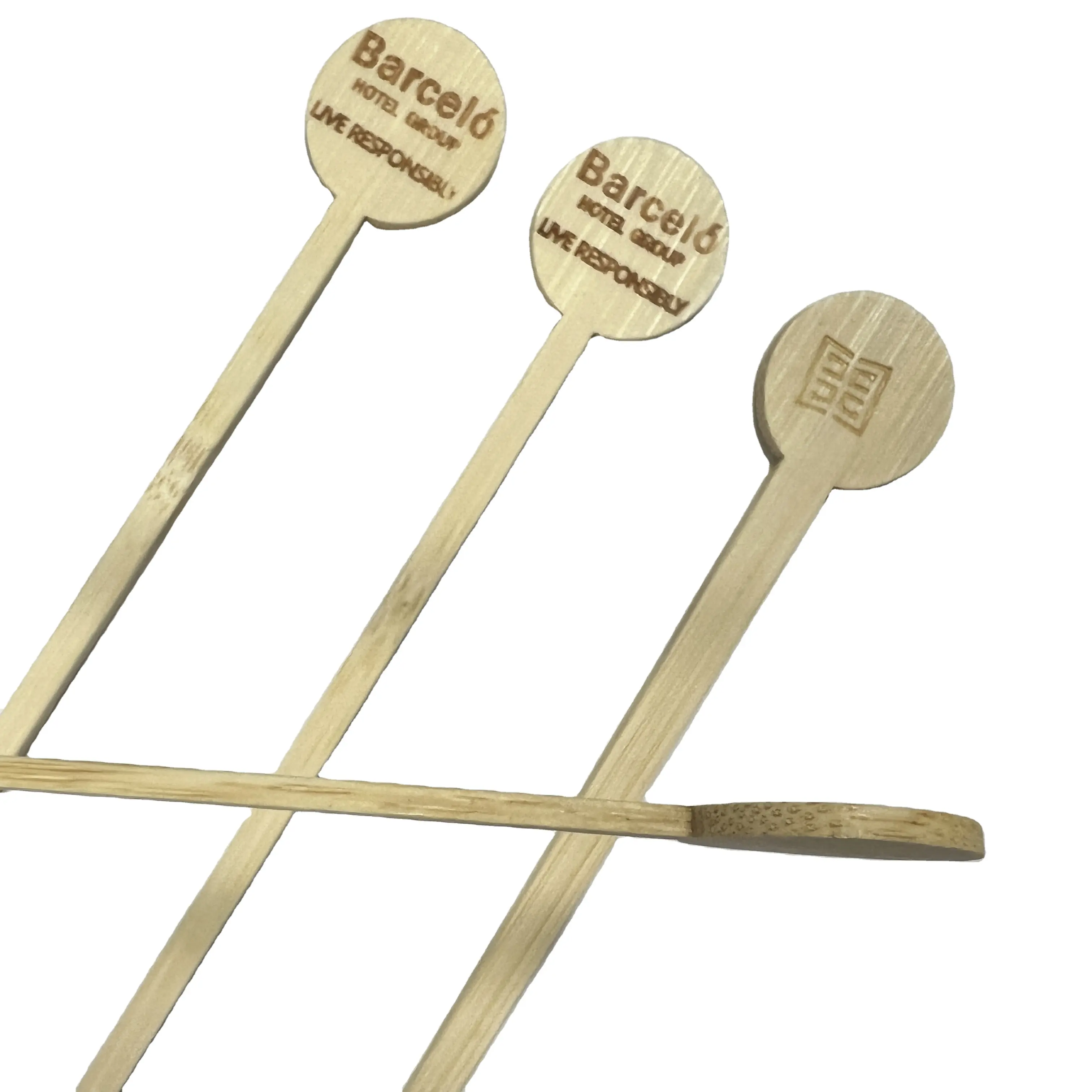 Custom Text Bamboo Disposable 20CM Coffee Stirrers Food Grade High Quality Drink Stirrers Cocktail Stirring Stick